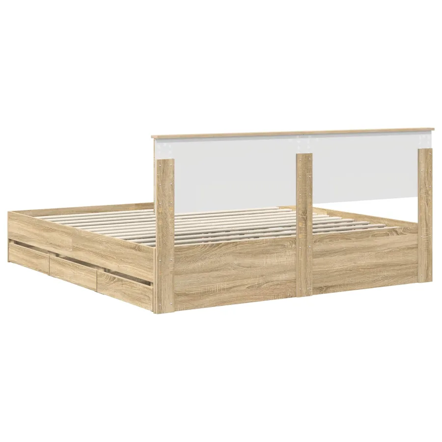Cadre de lit Chêne Sonoma 200 x 200 cm Bois Ingénierie - 8