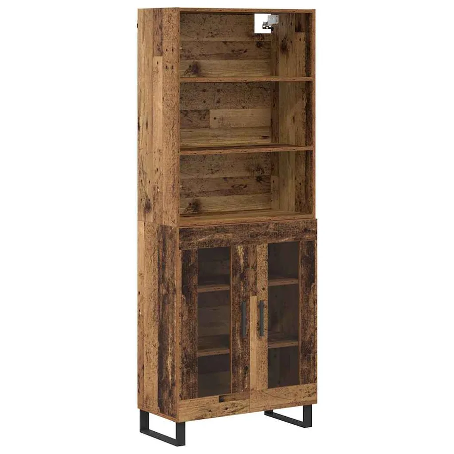Haut Armoire 2 pcs Bois ancien Bois d'ingénierie - 2