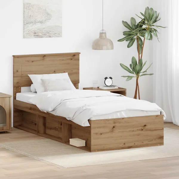 Cadre de lit Chêne artisan 90 x 190 cm Bois d'ingénierie