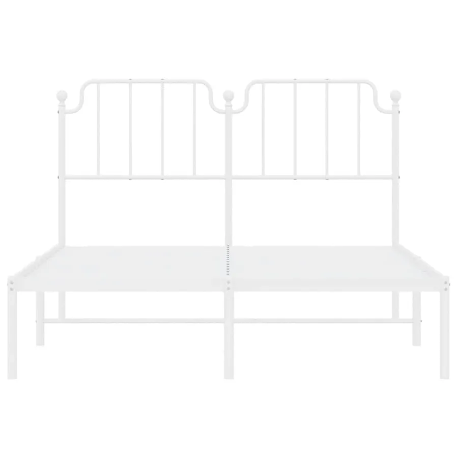 Cadre de lit métal sans matelas et tête de lit blanc 135x190 cm - 6