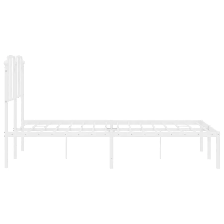 Cadre de lit métal sans matelas et tête de lit blanc 135x190 cm - 7