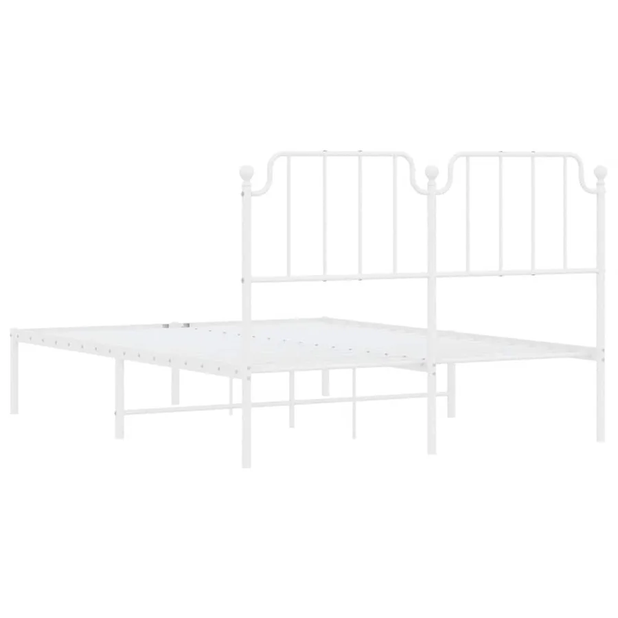 Cadre de lit métal sans matelas et tête de lit blanc 135x190 cm - 8