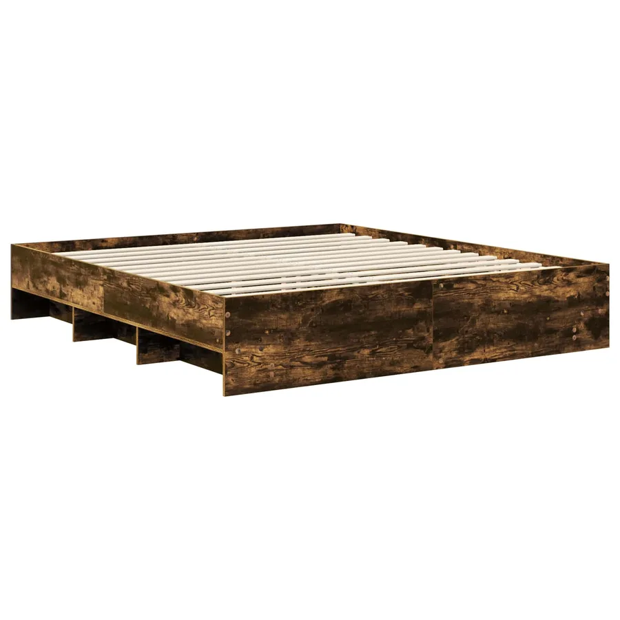 Cadre de lit Chêne fumé 200 x 200 cm Bois d'ingénierie - 5