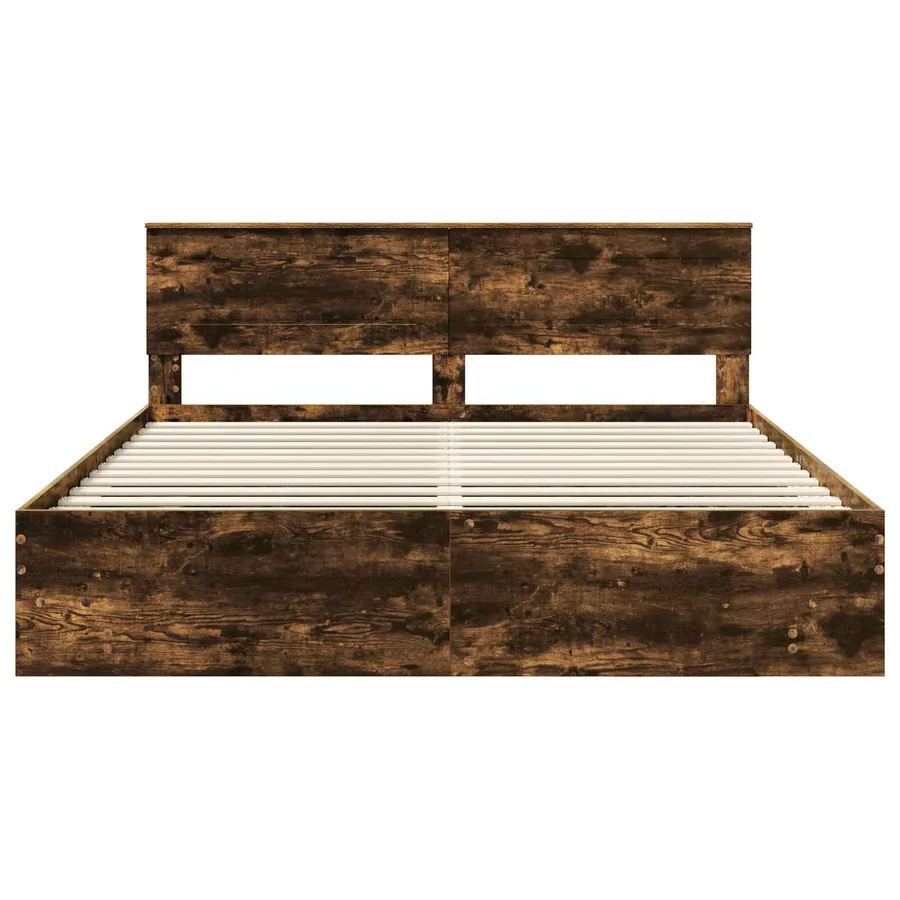 Cadre de lit Chêne fumé 200 x 200 cm Bois d'ingénierie - 7