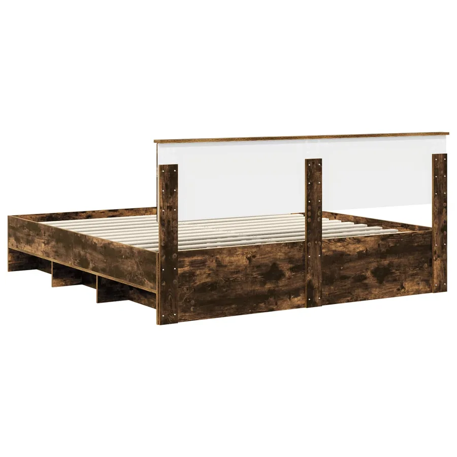 Cadre de lit Chêne fumé 200 x 200 cm Bois d'ingénierie - 9