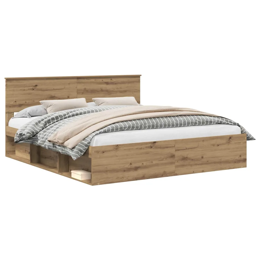 Cadre de lit Chêne artisan 200 x 200 cm Bois d'ingénierie - 2