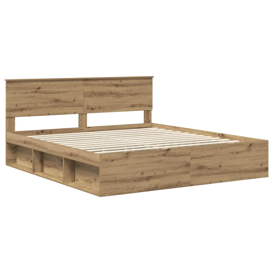 Cadre de lit Chêne artisan 200 x 200 cm Bois d'ingénierie - 4
