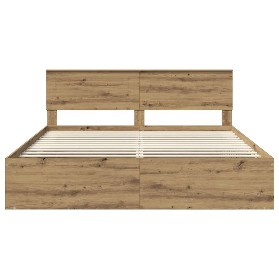 Cadre de lit Chêne artisan 200 x 200 cm Bois d'ingénierie - 7