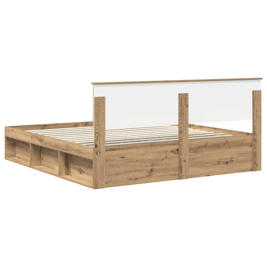 Cadre de lit Chêne artisan 200 x 200 cm Bois d'ingénierie - 9