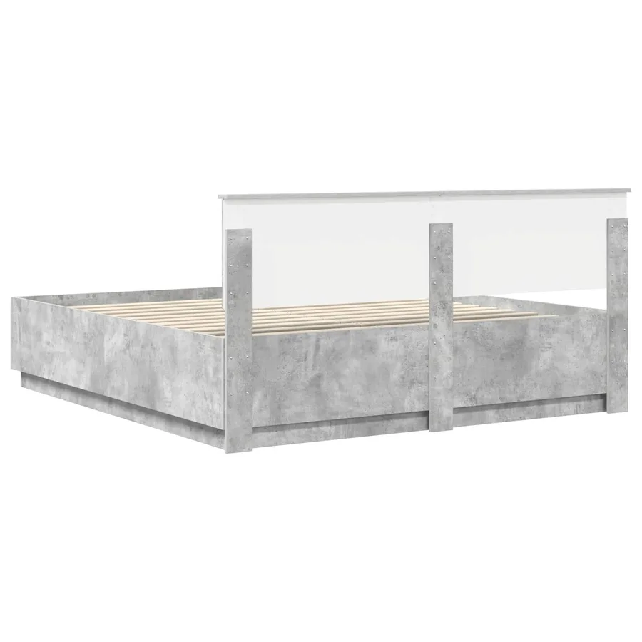 Cadre de lit Gris béton 200 x 200 cm Bois d'ingénierie - 10