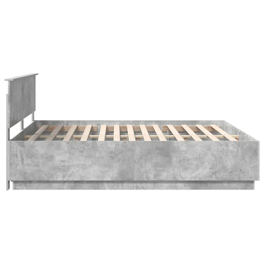 Cadre de lit Gris béton 200 x 200 cm Bois d'ingénierie - 9
