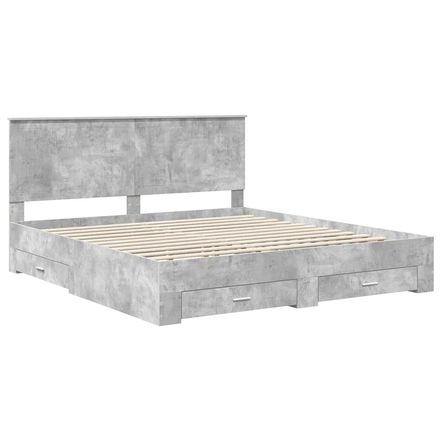 Cadre de lit Gris béton 180 x 200 cm Bois d'ingénierie - 4