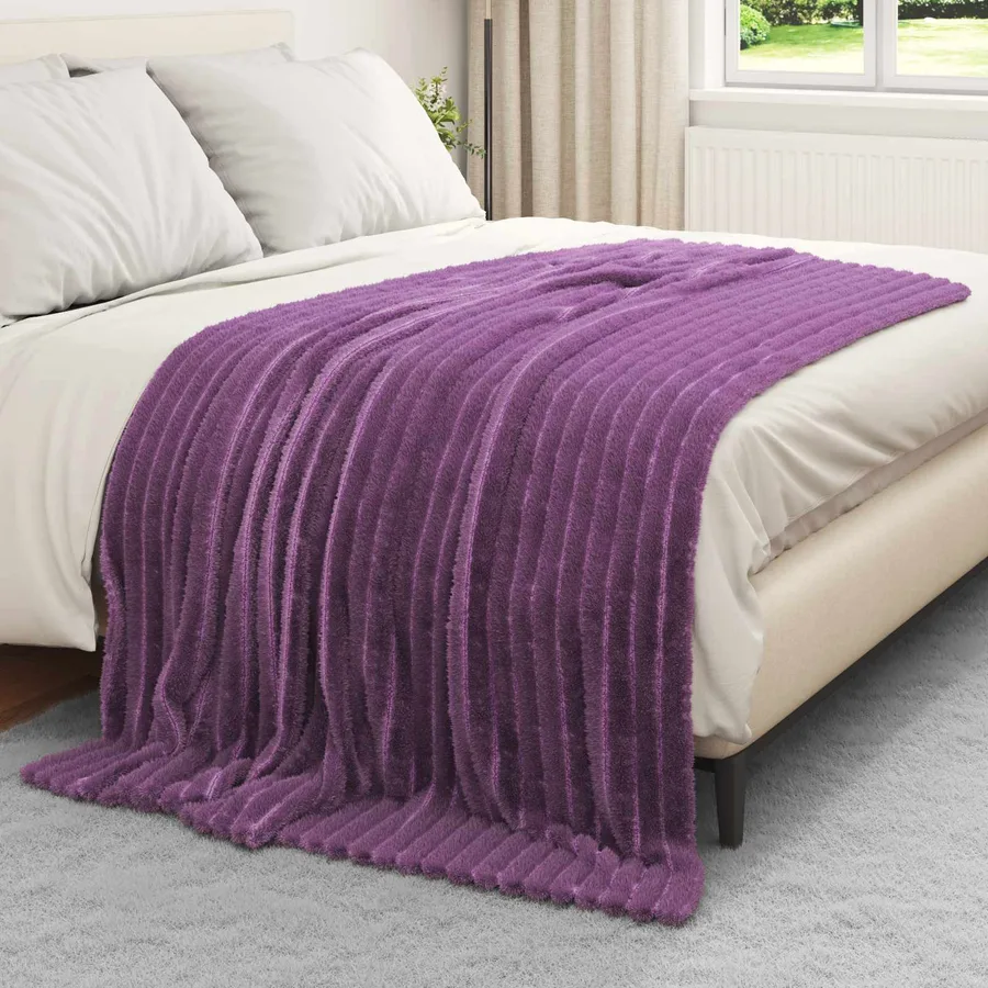 Couvertures à jeter 6 pcs Violet 200 x 150 cm Toison - 3