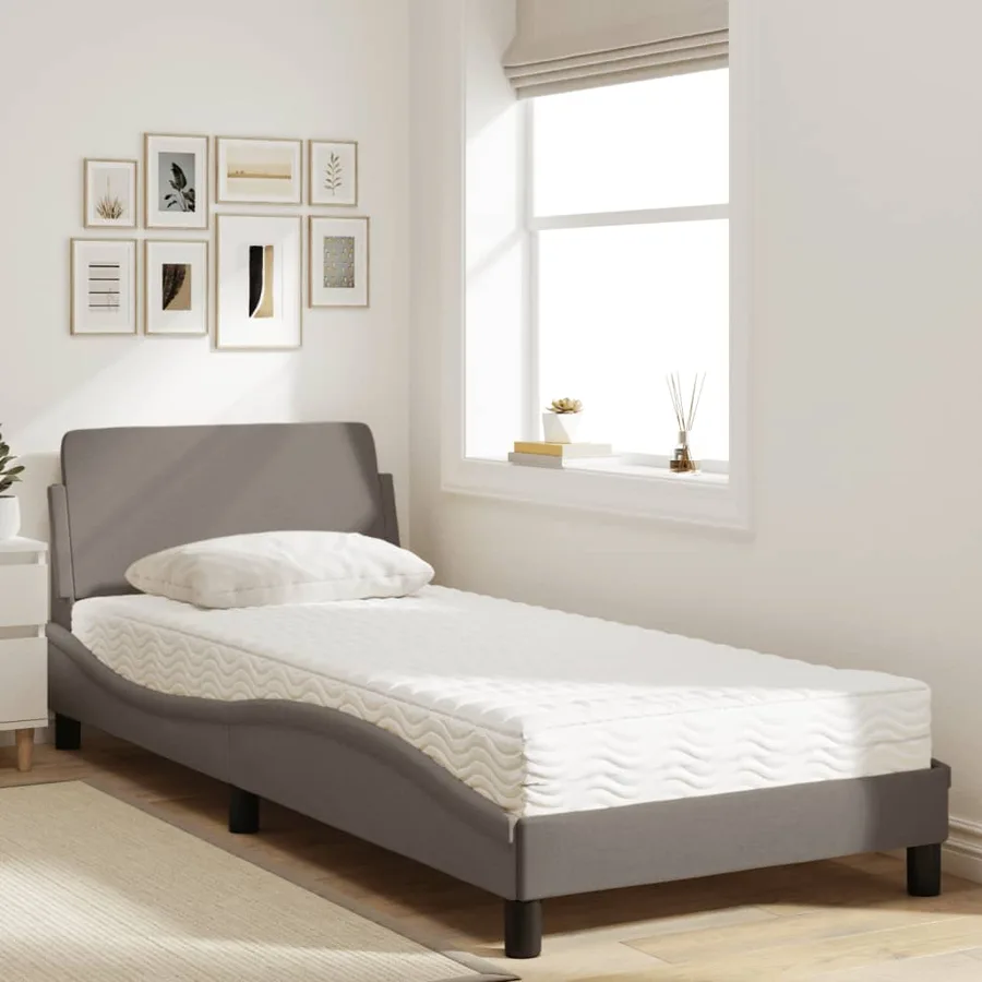 Lit avec matelas Dover taupe 90x200 cm tissu - 3