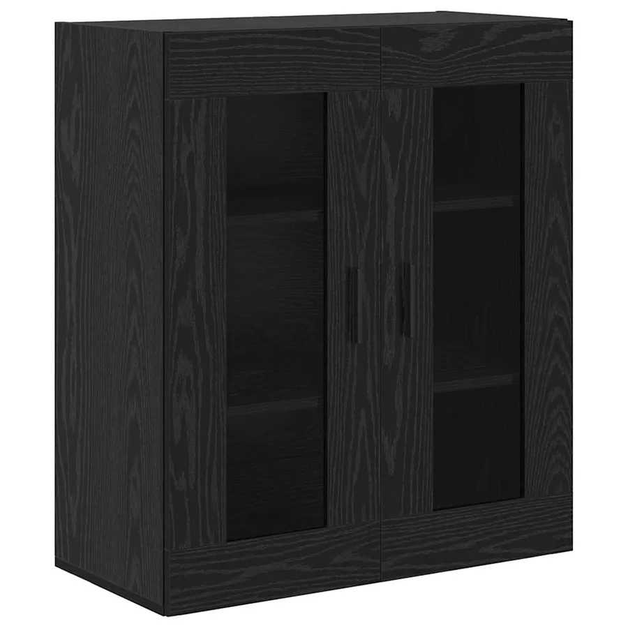 Haut Armoire 2 pcs Chêne noir Bois Aggloméré et Verre - 5
