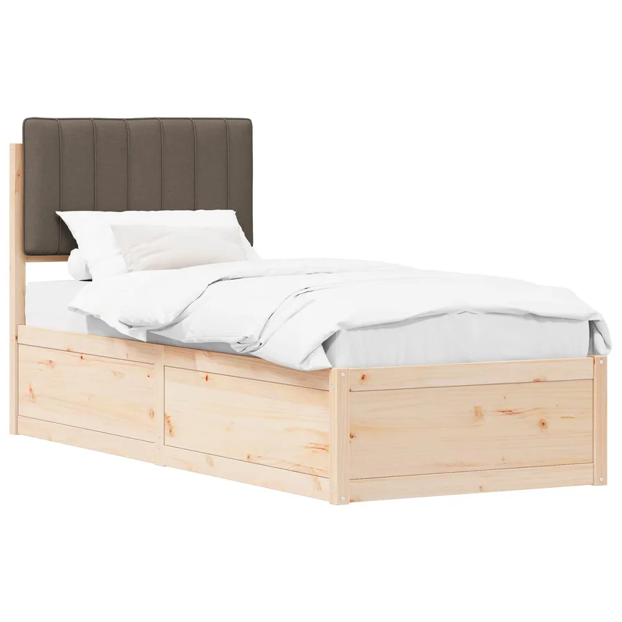 Cadre de lit avec tête de lit rembourrée Taupe 75 x 190 cm - 2
