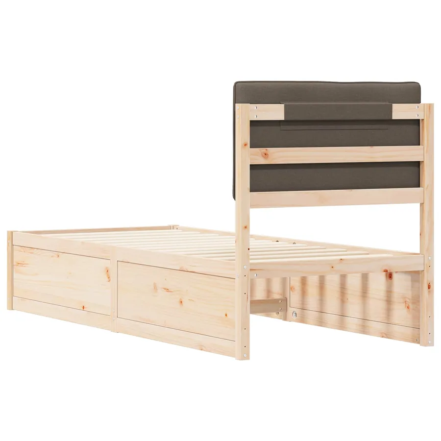 Cadre de lit avec tête de lit rembourrée Taupe 75 x 190 cm - 7