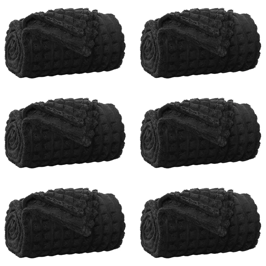 Couvertures à jeter 6 pcs Noir 150 x 130 cm Toison - 2