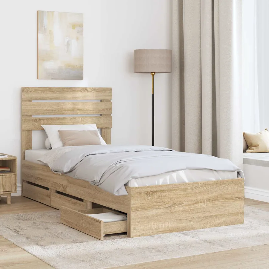 Cadre de lit Chêne Sonoma 90 x 200 cm Bois Ingénierie - 3