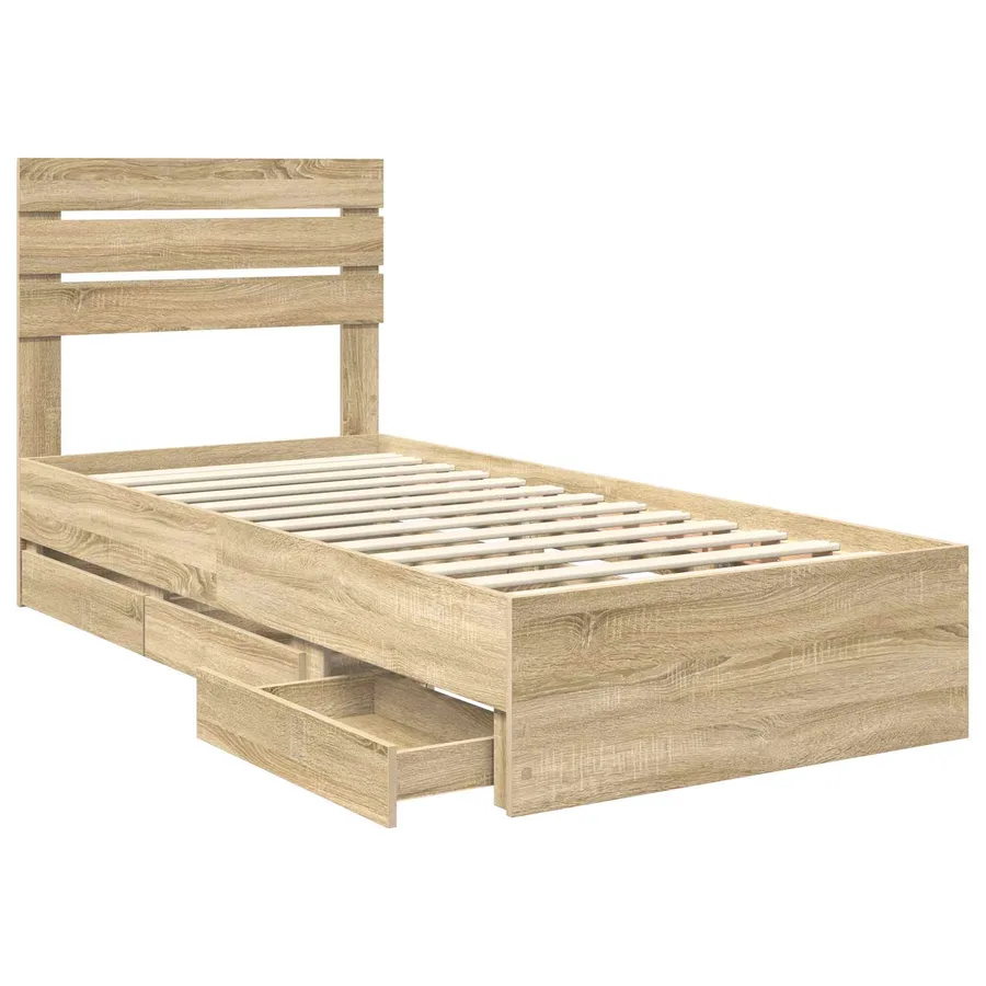 Cadre de lit Chêne Sonoma 90 x 200 cm Bois Ingénierie - 5