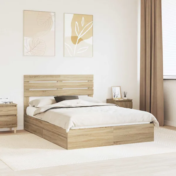 Lit de Rangement Chêne Sonoma 140 x 190 cm Bois d'ingénierie