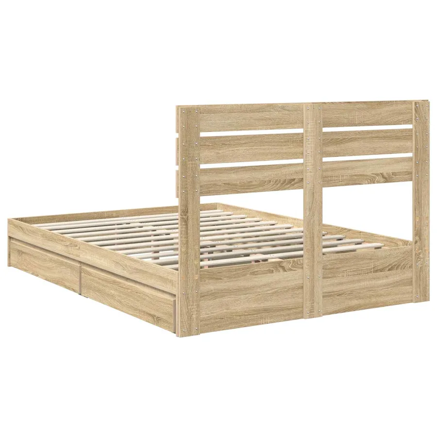 Lit de Rangement Chêne Sonoma 140 x 190 cm Bois d'ingénierie - 10