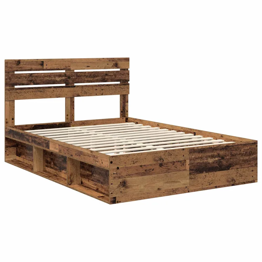 Cadre de lit Bois ancien 140 x 190 cm Pin massif - 4
