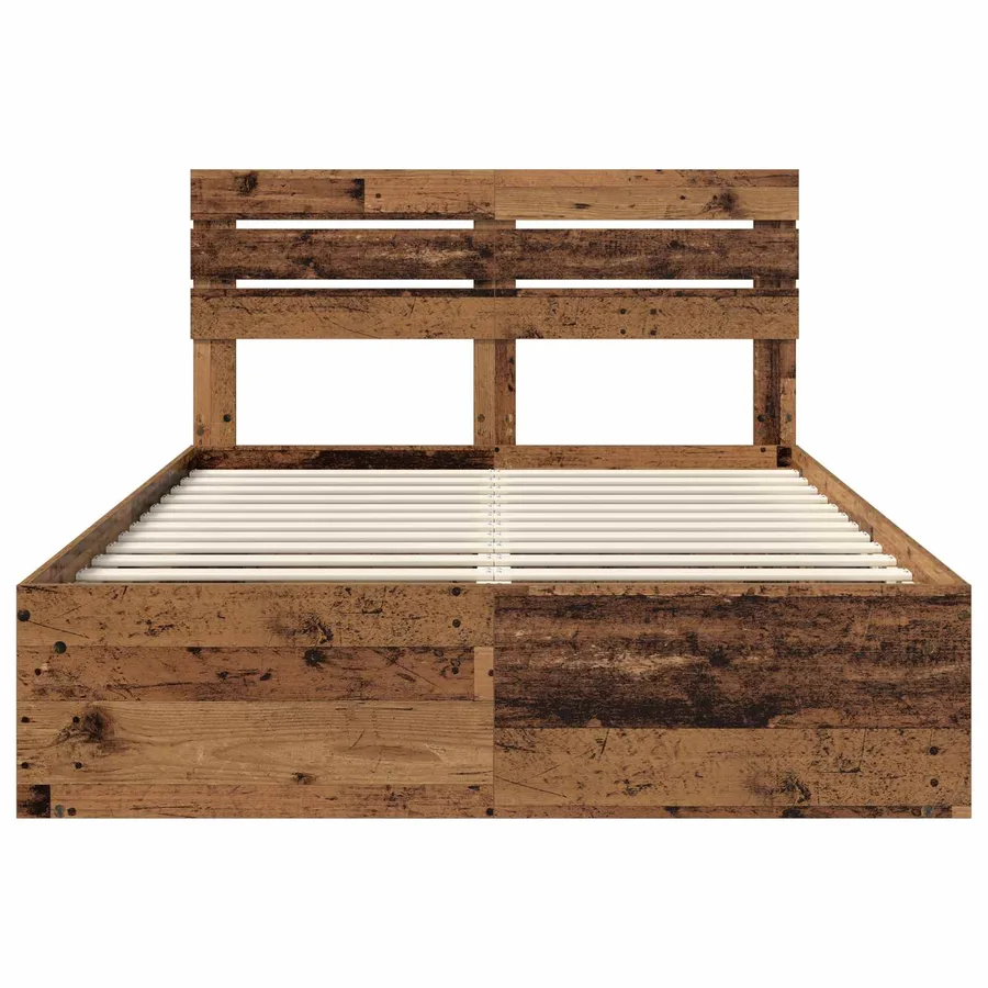 Cadre de lit Bois ancien 140 x 190 cm Pin massif - 7