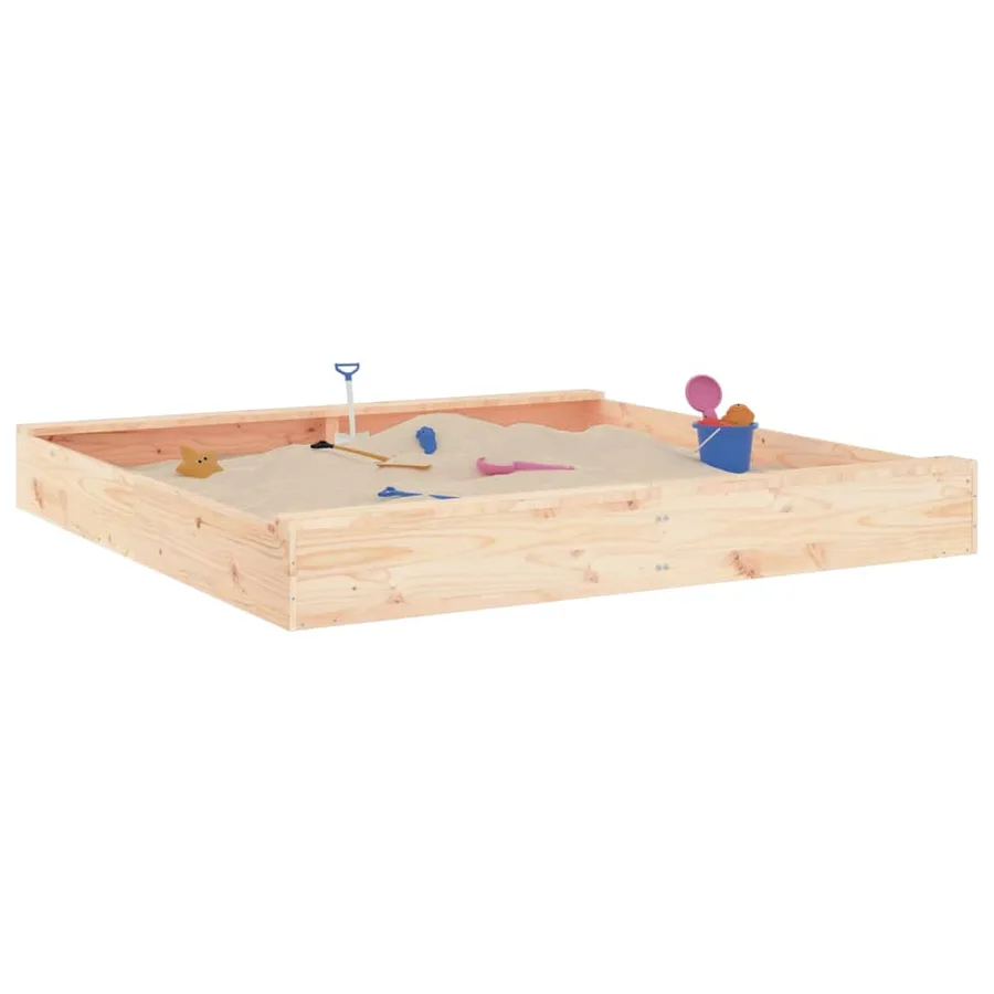 Bac à sable avec sièges carré bois de pin massif - 3