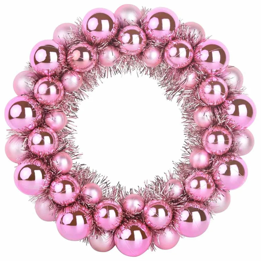 Couronnes de Boules de Noël 2 pcs Rose 33 x 33 x 7 cm - 4