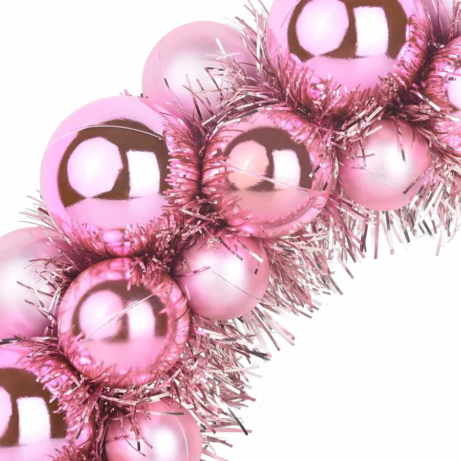 Couronnes de Boules de Noël 2 pcs Rose 33 x 33 x 7 cm - 6