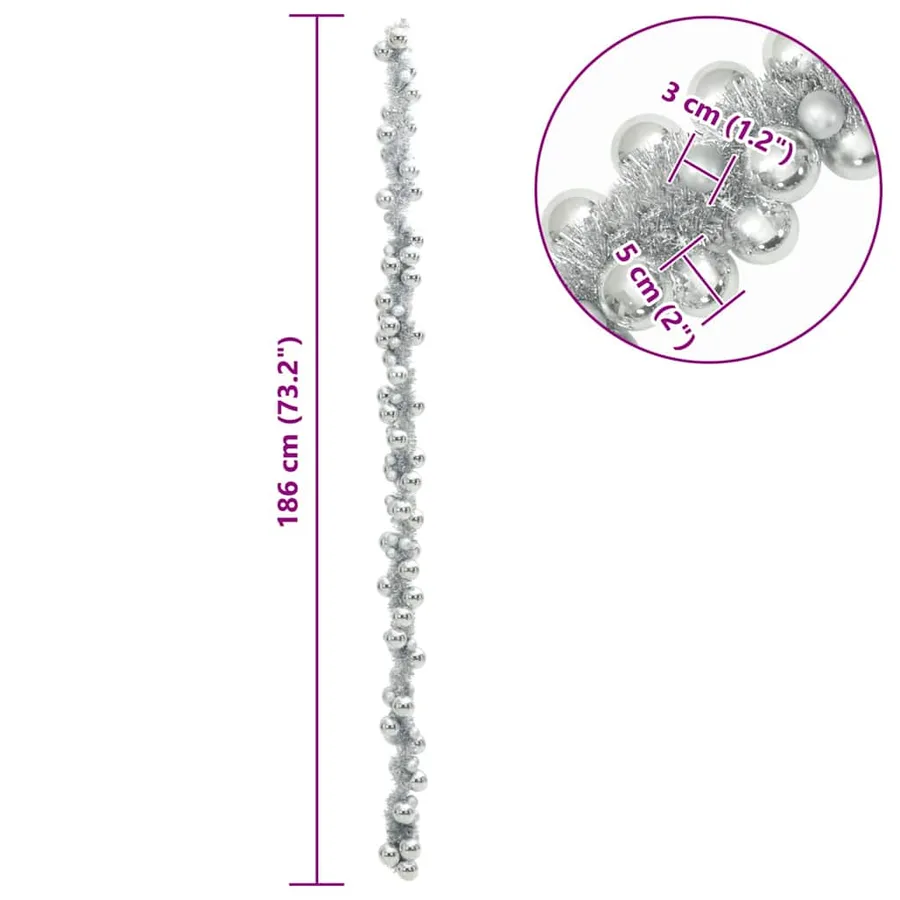 Guirlande de Boules de Noël Argent 186 cm Polystyrène - 7