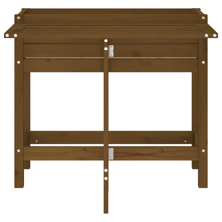 Jardinière de jardin avec dessus pliable brun miel pin massif - 4