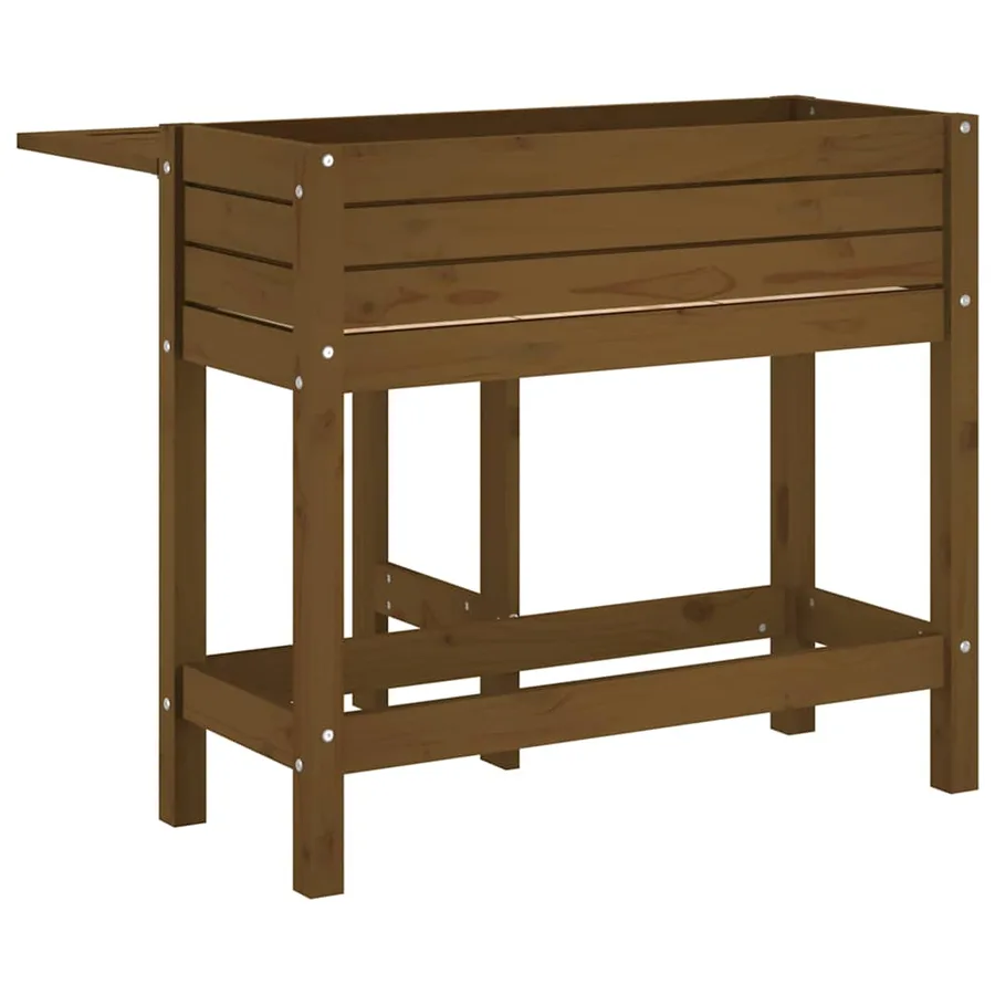 Jardinière de jardin avec dessus pliable brun miel pin massif - 6