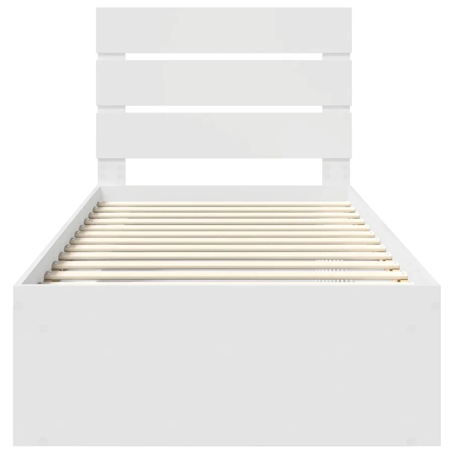 Cadre de lit Blanc 90 x 190 cm Bois de pin massif - 7