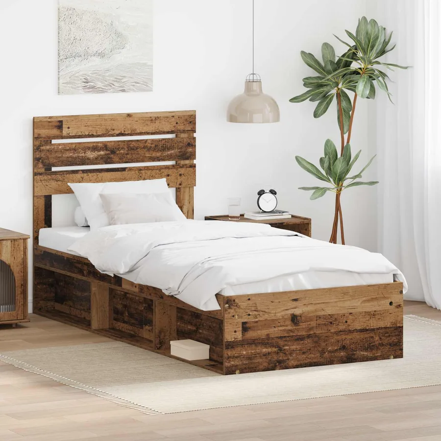 Cadre de lit Bois ancien 75 x 190 cm Pin massif
