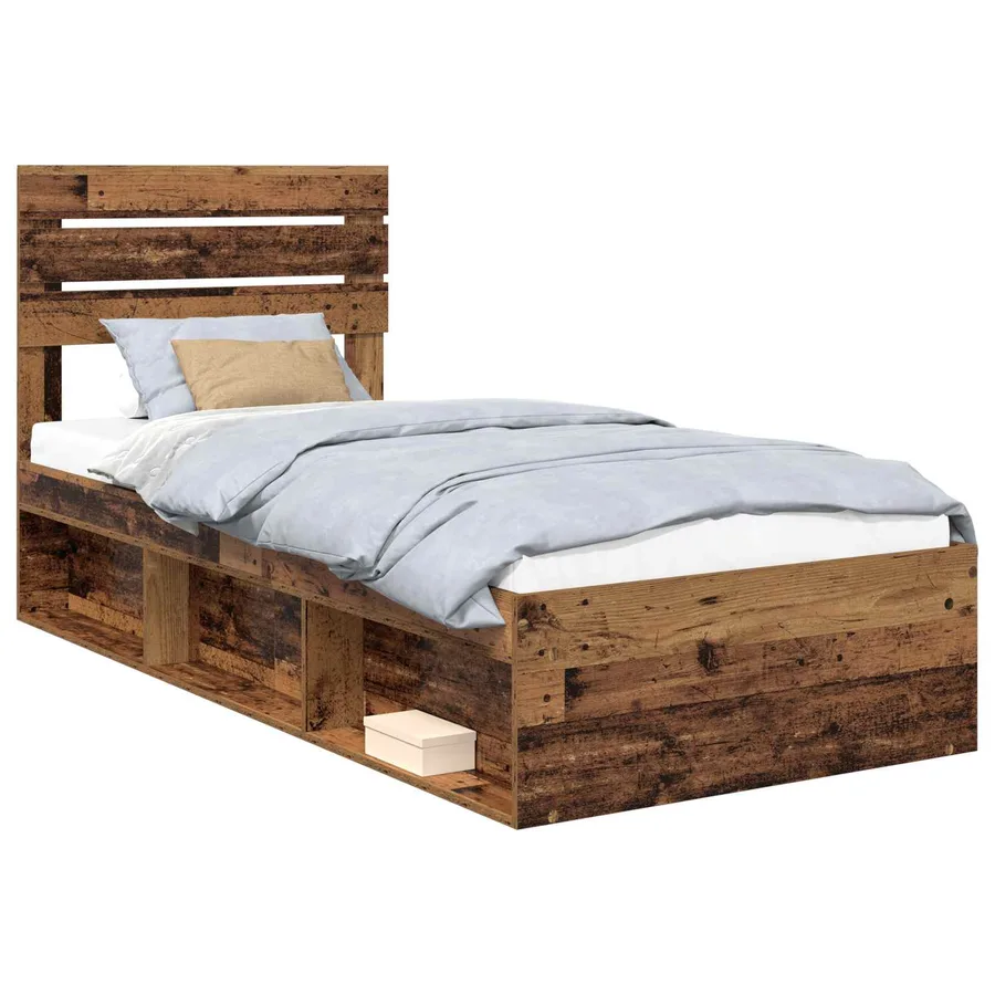 Cadre de lit Bois ancien 75 x 190 cm Pin massif - 2