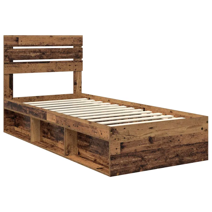 Cadre de lit Bois ancien 75 x 190 cm Pin massif - 4