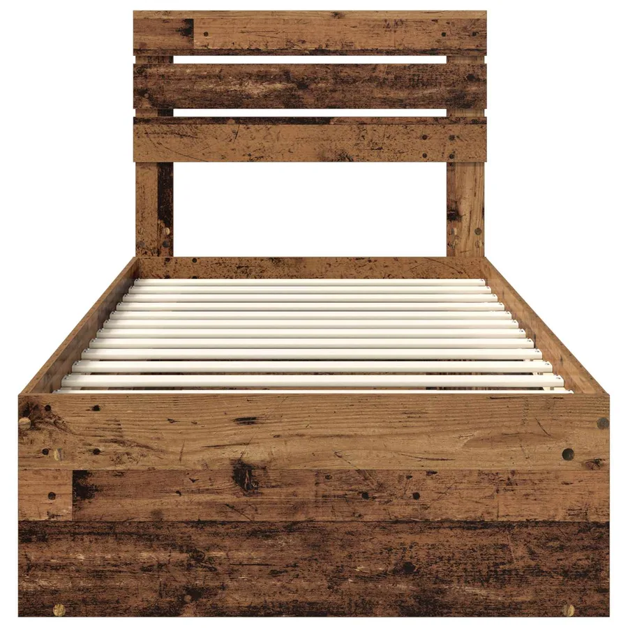Cadre de lit Bois ancien 75 x 190 cm Pin massif - 7