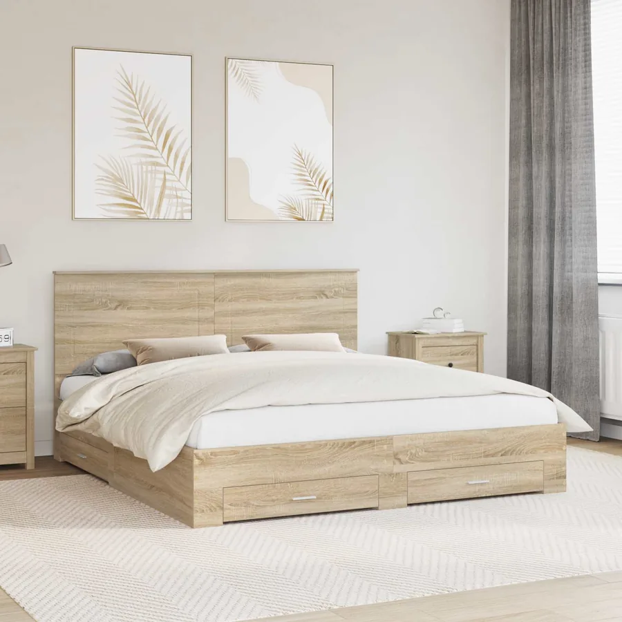 Cadre de lit Chêne Sonoma 200 x 200 cm Bois d'ingénierie
