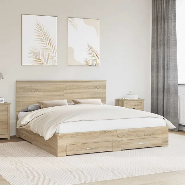 Cadre de lit Chêne Sonoma 200 x 200 cm Bois d'ingénierie