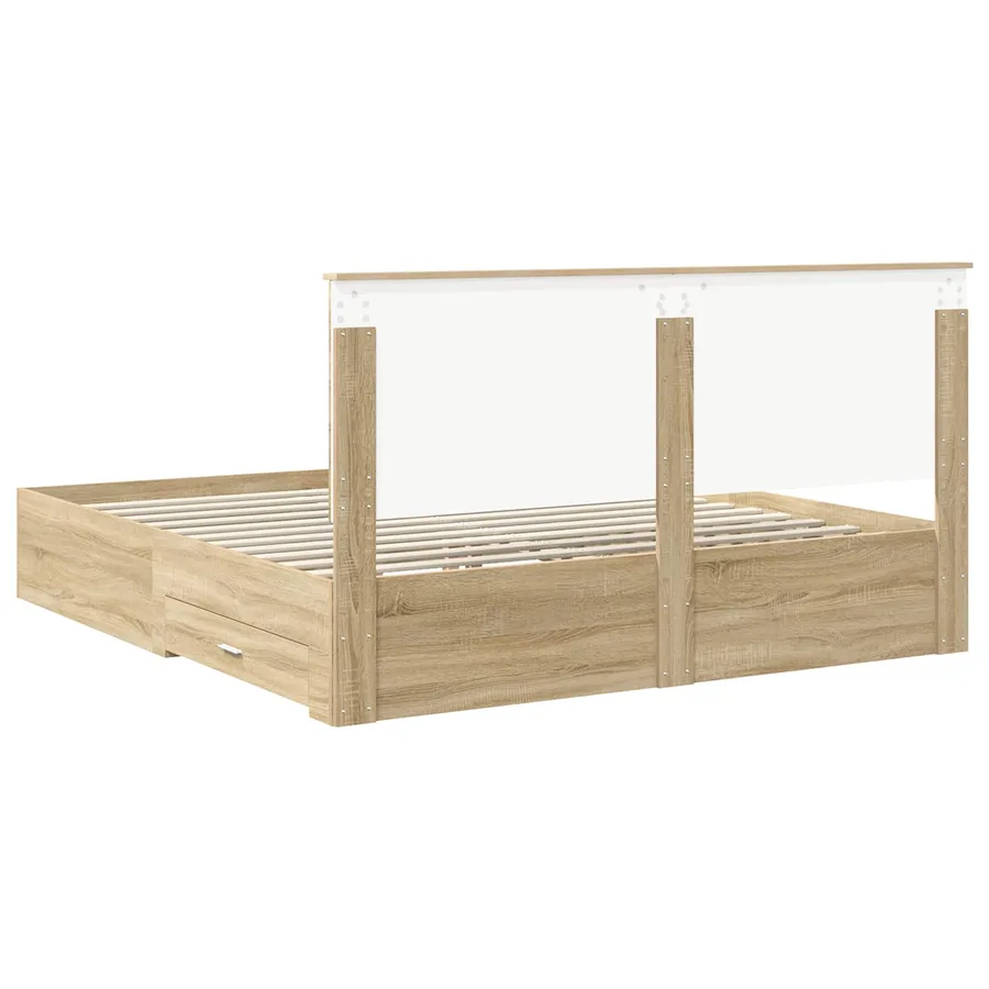 Cadre de lit Chêne Sonoma 200 x 200 cm Bois d'ingénierie - 10
