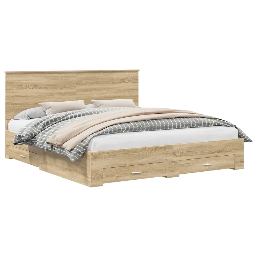 Cadre de lit Chêne Sonoma 200 x 200 cm Bois d'ingénierie - 2