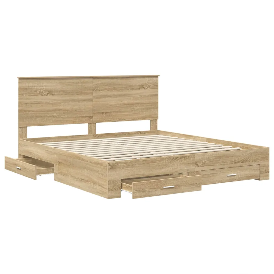 Cadre de lit Chêne Sonoma 200 x 200 cm Bois d'ingénierie - 5