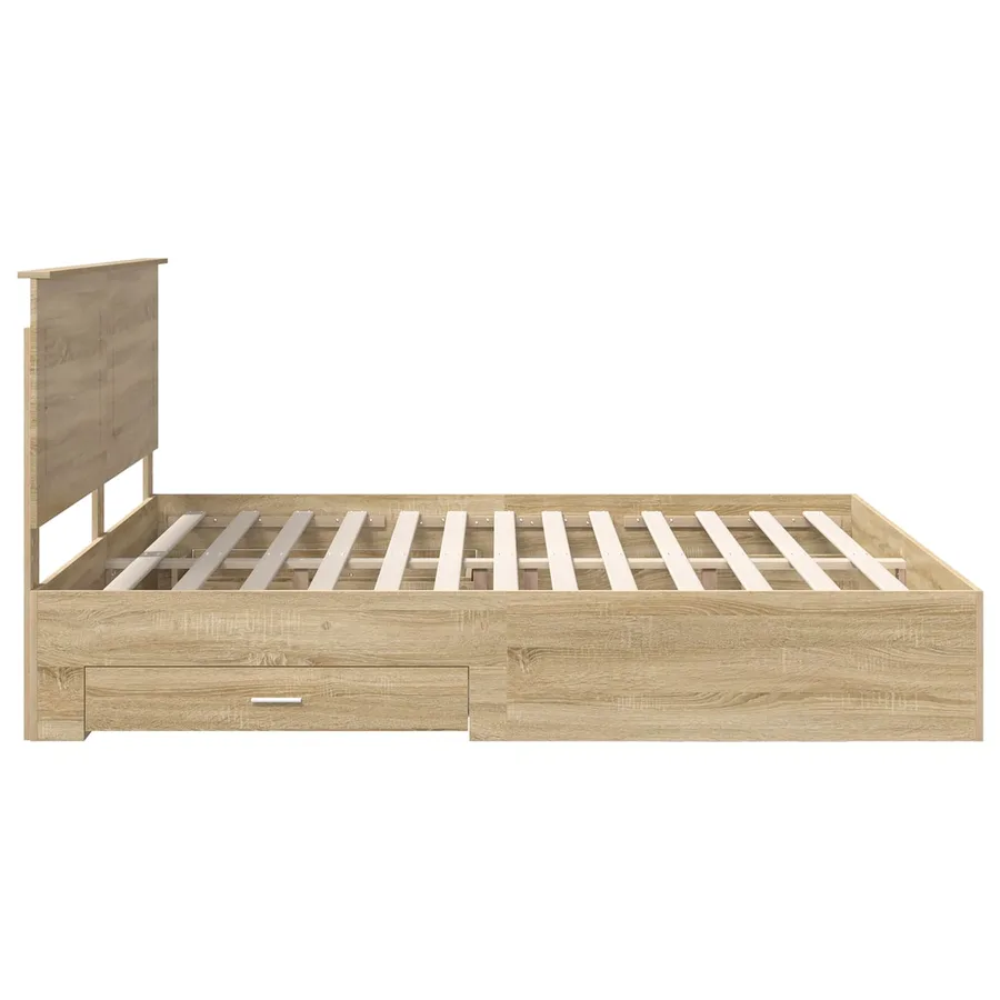 Cadre de lit Chêne Sonoma 200 x 200 cm Bois d'ingénierie - 9