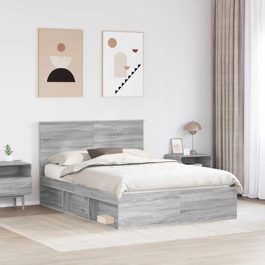 Cadre de lit Gris Sonoma 150 x 200 cm Bois de pin massif - 3