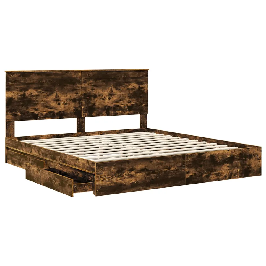 Lit de Rangement Chêne fumé 180 x 200 cm Bois d'ingénierie - 5
