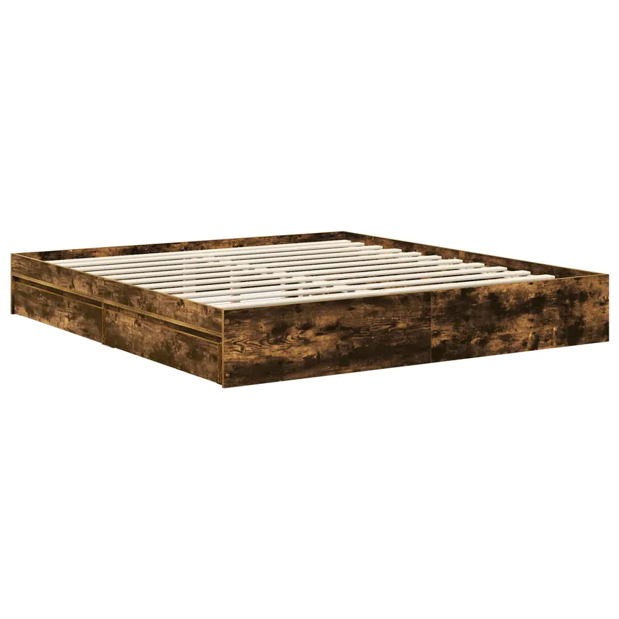 Lit de Rangement Chêne fumé 180 x 200 cm Bois d'ingénierie - 6