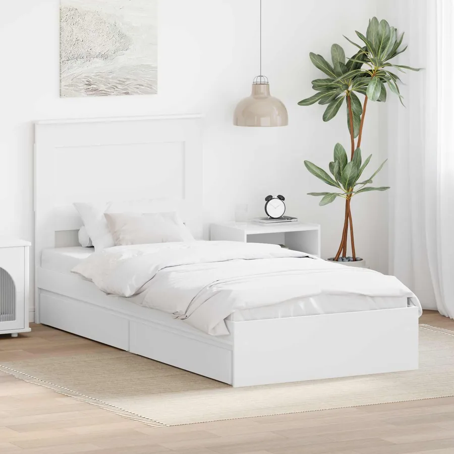 Lit de Rangement Blanc 75 x 190 cm Bois d'ingénierie