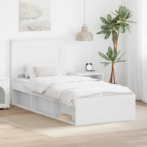 Cadre de lit avec tête de lit Blanc 100 x 200 cm Pin massif